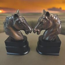 Horse Head Bookends Cast Metal Bronzed 8