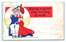 1906 Having A Grand Time To Busy To Write - Comical Couple Red To NY picture