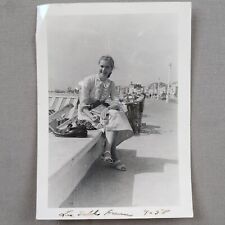 Woman Smiling Les Sables France 1958 Lady Vintage Old Photo Snapshot By Ocean picture