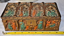 Antique  Heavy Rectangular Ceramic Lidded Trinket Box France picture