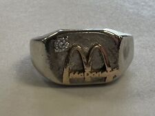 VINTAGE McDonald's Employee Ring with 10 Karat White gold With diamond, 12Grams picture