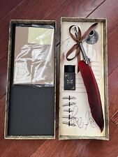 Calligraphy Gift Set - Quill Pen (Black) with Red Feather picture
