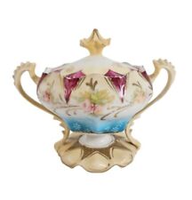Antique RS Prussia German Sugar Bowl w/Floral Decoration  & Gold Unmarked picture