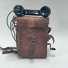 Vintage Western Electric Lineman’s Phone Telephone Crank Leather Case Bag picture