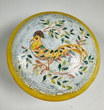 Vintage Porcelain Hand Painted Yellow Rooster Trinket Ring Box picture