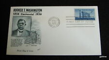 BOOKER T WASHINGTON 1956 FIRST DAY COVER CENTENNIAL BIRTHPLACE CABIN ART picture