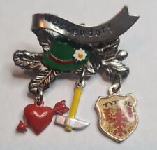 Vintage Westendorf Souvenir Pin Badge w/ Charms ~ Hammer Heart Tyrol picture