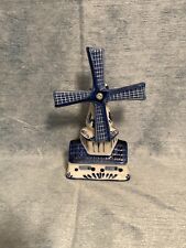 Dutch Windmill Salt/Pepper Shaker Delft Blue & White Hand Painted Holland picture