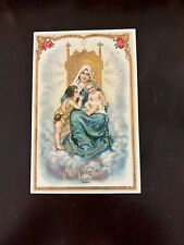 Merry Christmas Postcard Gel Virgin Mary, Infant & Shepherd Boy on Gold Throne picture