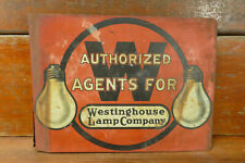RARE Vintage Original WESTINGHOUSE LAMP CO Metal Flange Advertising Sign picture