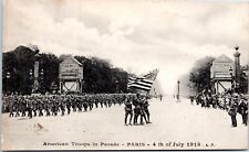 American Troops, Paris France Parade 4th July - WWI Postcard - Soldier's Mail picture