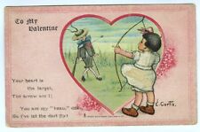 Valentine Girl Shooting Arrows Signed E. Curtis 1907 Tuck Postcard picture