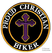 PROUD CHRISTIAN BIKER PATCH JESUS RELIGIOUS embroidered iron-on CRUCIFIX EMBLEM picture