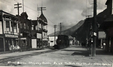 RPPC - Street Scene, Skagway, Alaska - Photo Postcard - White Pass Train c1930s picture