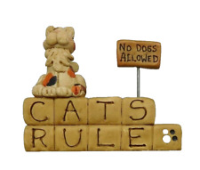 Cats Rule No Dogs Allowed - New resin block with cat & sign-Blossom Bucket#26763 picture