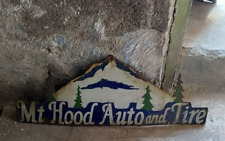 RARE PORCELAIN MT HOOD AUTO TIRE  ENAMEL SIGN 30X11 INCHES SINGLE SIDED picture