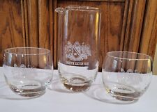Vintage Sir Robert Burnett White Satin Gin Mixer Glass And 2 Drinking Glasses picture