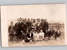 c1910 Large Group People Well Dressed Dapper Men Women RPPC Real Photo Postcard picture