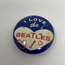 Vintage 1964 Green Duck Co. I Love the Beatles Pin Back Button picture