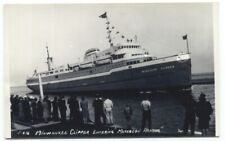 S.S. Milwaukee Clipper Ship  Muskegon Harbor MI RPPC Postcard Michigan picture