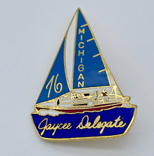 Vintage 1976 Jaycee Delegate Pin Michigan Sailboat People Collectible 2 inchesA5 picture