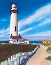 Pigeon Point Lighthouse Oil on Canvas original Painting  14 x 18 by Artist Tavo picture