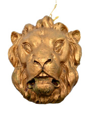  LION Head Ornament Vintage Carved Resin Gold picture