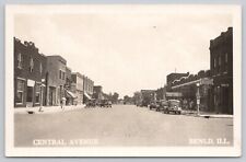 Central Avenue Street Scene Advertising Cars Benld Illinois Real Photo Postcard picture