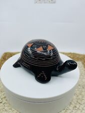 Native American Pottery Turtle Indian Navajo Etched Handmade Signed DINE 2014 picture