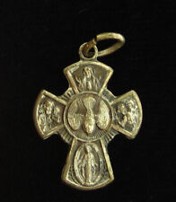 Vintage Four Way Cross Medal Religious Holy Catholic Jesus Virgin Mary picture