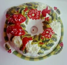 Temptations Christmas Bundt Cake Pan Ceramic Holiday Holly Wreath UNUSED picture