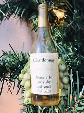 Vintage Glass Christmas Ornament Wine Bottle & Grapes 4.5” Excellent  picture