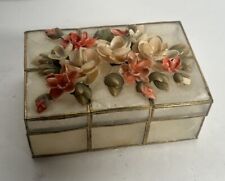 Antique Semi Transparent Small Jewelry Box Trinket VERY OLD RARE Floral Delicate picture