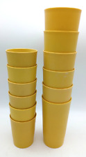 TWELVE (12) Vintage Tupperware Tumblers Harvest Gold 873 (6) and 1251 (6) GUC picture
