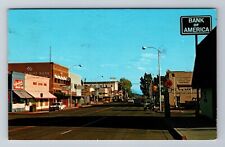 Alturas CA-California 1960s Cars Main Street 76 Gas Station Bank Old Postcard picture