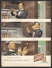 1949 SCHLITZ Butler Tasting Beer Print Ad 