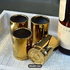 Straight Shooter 50 Caliber Gold Bullet Shot Glasses Set of 4 3oz picture