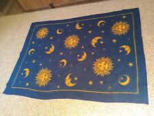 VTG Biederlack Large Fleece Throw Blanket Moon Sun Stars Reversible Celestial picture