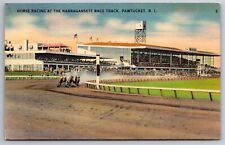 Horse Racing Narragansett Race Track Pawtucket RI C1940s Linen Postcard V11 picture
