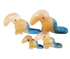 4 Graduated Tropical Toucan Parrot Trio Color Dyed Carved Onyx Miniatures  picture