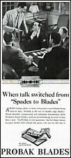 1931 Men playing bridge Probak razor blades vintage photo print ad ads48 picture
