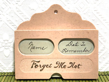 VTG 1958 Remembrance Card File Forget Me Not Hanging Box & Cards Pink Beige picture