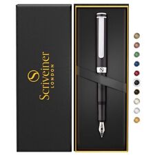 Luxury EDC Fountain Pen Medium Stunning Matt Black Pocket Pen Chrome Finish S... picture