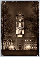 Postcard Germany Berlin City Hall at Night c1957 10E picture