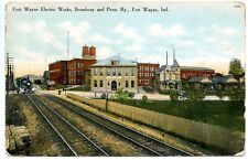 Fort Wayne Indiana IN, Electric Works Broadway Penn Railroad Locomotive Postcard picture