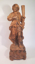 19th C. Hand Carved Wooden Statue Spanish Colonial Explorer Wormy Chestnut picture