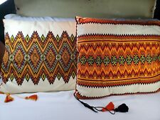 2 Vintage Ukrainian Hand Embroidered Pillows With Tassels  picture