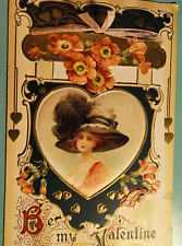 antique fold out valentine postcard, JOHN WINSCH,1911,EMBOSSED. picture