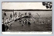 Lake Geneva WI-Wisconsin, Cisco Beach Camp, Swimming Vintage c1941 Postcard picture