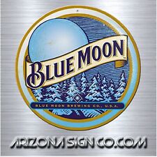 Retro Vintage Reproduction Design Blue Moon Beer Round Aluminum Sign 12